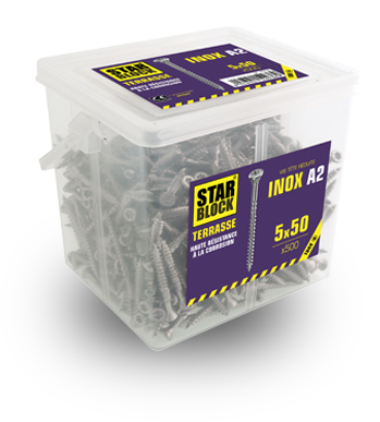 Seau de 500 vis inox a2 Starblock